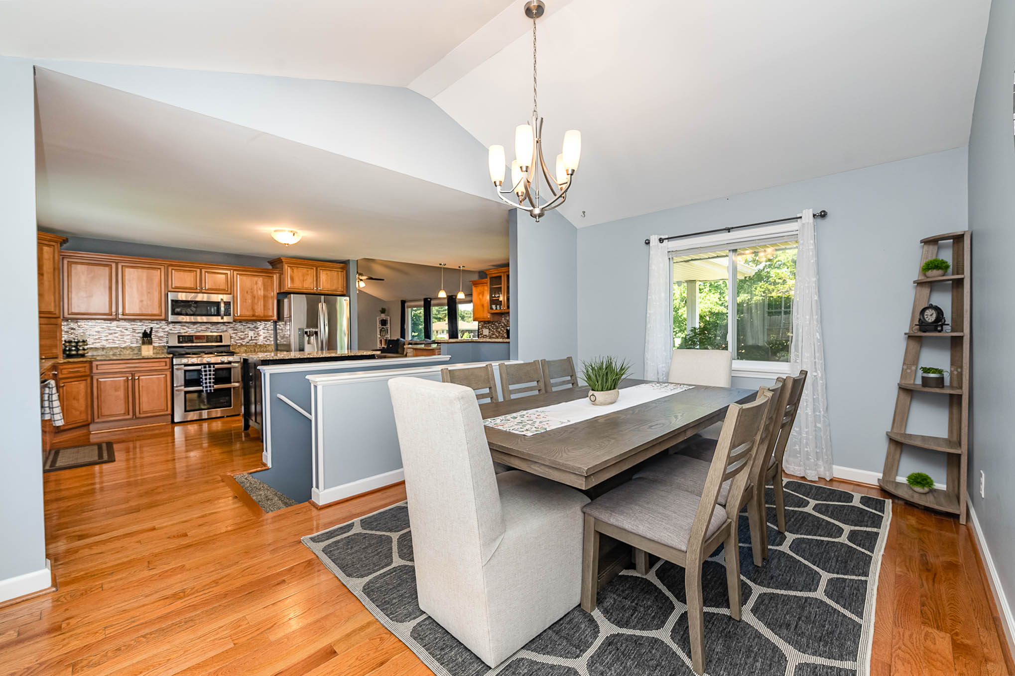 Dining room with kitchen view